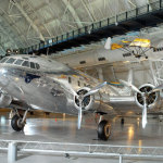 The only surviving Boeing Stratoliner, now on display at the Smithsonian's Udvar-Hazy Center in Chantilly, Virginia. This Stratoliner was flown by Pan American as the Clipper Flying Cloud beginning in 1940. Boeing and other volunteers first restored it in 2001, and restored it again in 2002 after the Stratoliner ran out of fuel and ditched in Elliott Bay.