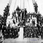 The crew on board the USS Bennington before the explosion. 