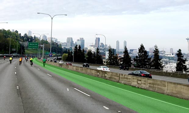 Tom Fucoloro snapped some photos while taking a rare ride on the I-5 express lanes through Seattle....