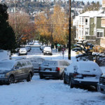 Fill in the blank.

It's sunny: "It's too bright, I lost my sunglasses."
It's raining: "It's wet, it hasn't rained in a while and the roads are slick."
It's snowing: "I can drive in the snow it's everyone else's problem. Oh no! My car is sliding down the giant Seattle hill!"
