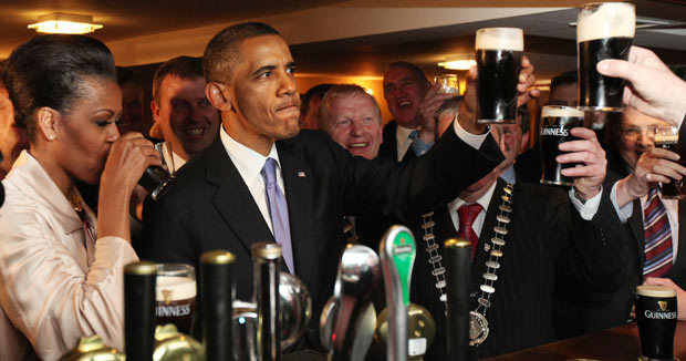 Even the Obamas enjoy indulging in some fine Irish Guinness from time to time. (AP Photo/File)...