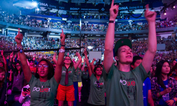 With a rock-concert atmosphere, We Day comes to the U.S. for the first time as thousands of Western...