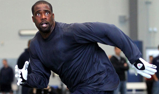 Brian Banks works out for the Seattle Seahawks in June 2012. (AP Photo)...