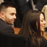 Meredith Kercher's brother Lyle, left, and sister Stephanie wait for the reading of the verdict for the murder of the British student in Florence, Italy, Thursday, Jan. 30, 2014. An appeals court in Florence upheld the convictions of U.S. student Amanda Knox and her ex-boyfriend for the 2007 murder of her British roommate. Knox was sentenced to 28 1/2 years in prison, raising the specter of a long legal battle over her extradition. After nearly 12 hours of deliberation Thursday the court reinstated the guilty verdict first handed down against Knox and Raffaele Sollecito in 2009. (AP Photo/Fabrizio Giovannozzi)