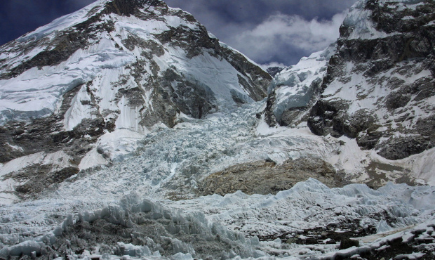 A view of the Kumbhu icefall, the first hurdle in the ascent to Everest from base camp, is seen fro...