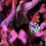 Supporters cheer as they wait for President Barack Obama at his election night party Wednesday, Nov. 7, 2012, in Chicago. President Obama defeated Republican challenger former Massachusetts Gov. Mitt Romney. (AP Photo/Pablo Martinez Monsivais)