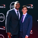 St. Louis Rams' Michael Sam, left, and Vito Cammisano arrive at the ESPY Awards at the Nokia Theatre on Wednesday, July 16, 2014, in Los Angeles. (Photo by Jordan Strauss/Invision/AP)