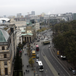 The Oct. 24, 2014 photo shows a view from the Reichstag building to the Brandenburg Gate in Berlin. (AP Photo/Markus Schreiber)